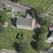 Oblique aerial view of Chapel of Garioch Parish Church, St Mary's Chapel and Old Parish Church, looking NNW.