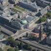 Oblique aerial view of Aberdeen Art Gallery, Museum and East, South and West United Free Church, looking NNE.