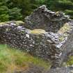 View from north showing north gable wall, now colapsed to wall side wall height