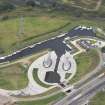 Oblique aerial view of The Kelpies, looking W.