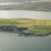 Oblique aerial view of Munger Skerries, Ness of Sound, looking WSW.