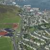 General oblique aerial view of Clickimin Leisure Complex, Lerwick, looking N.
