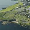Oblique aerial view of Lerwick New Cemetery, looking E.