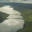 General oblique aerial view of Swinister Voe and Dales Voe, looking SW.