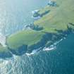 Oblique aerial view of Strandburgh Ness, Outer Brough, Fetlar, looking SE.