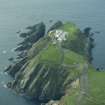Oblique aerial view of Sumburgh Head Lighthouse, looking S.