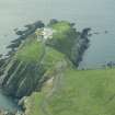 Oblique aerial view of Sumburgh Head Lighthouse, looking S.