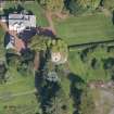 Oblique aerial view of Kilmaronock Castle and Kilmaronock House, looking N.