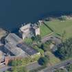 Oblique aerial view of Newark Castle, looking NE.