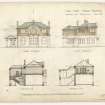 Sections and north and east elevations of New Club Golf House, North Berwick, showing additions and alterations.