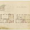 Ground and first floor plans and north elevation of New Club Golf House, North Berwick, showing proposed alterations.