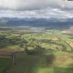 General oblique aerial view of Cardross House Policies with the Lake of Menteith beyond, looking NW.