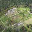 Oblique aerial view of Drummond Castle and formal garden, looking NNW.