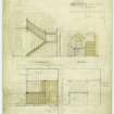 Additions: New stair to attic: Plans and Elevation, section.
Mills & Shepherd, Dundee 1919