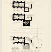 Plans of the men's bath-house and as reconstructed, Mumrills.
