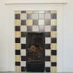 1st floor, bedroom no.4 on plan, detail of fireplace.  Windyhill, Kilmacolm