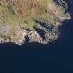 Oblique aerial view of military remains, looking NE.