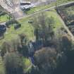 Oblique aerial view of Kilhenzie Castle, looking SSW.