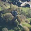 Oblique aerial view of Kilhenzie Castle, looking SSE.