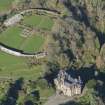 Oblique aerial view of Knockdolian Castle Country House, looking N.