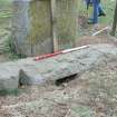 Photograph from archaeological excavation of John Bell's Stone, Stabalisation project, Castle Fraser
