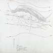 Survey drawing (station 1 and 3); Gormack Muir hut-circles and field system