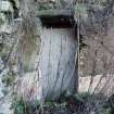 Exterior. Detail of doorway on north elevation.