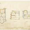 Block and floor plans, sections and elevations of various additions and alterations.
