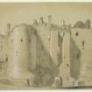 Drawing of Dirleton Castle.