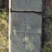 View of recumbent grave slab with three incised crosses (including scale)
