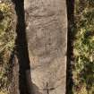 Detail of three incised crosses on recumbent grave slab