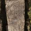 Detail of incised crosses on recumbent grave slab