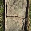 View of Balquhidder no 6 slab with single incised cross (including scale)