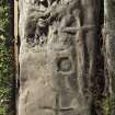 View of Balquhidder no 10 slab with two incised crosses and carved sword (including scale)