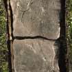 View of Balquhidder no 6 slab with single incised cross (including scale)