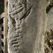 View of Balquhidder no 9 slab (now sill in church window) with incised cross (including scale)