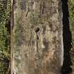 View of Balquhidder no 3 slab with carved cross and shears (including scale)