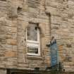 Detail of first floor windows at Working Men's Home, 70-76 Grove Street, Edinburgh.