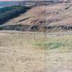 Farmstead site photographed in 2002, before ring feeding poached the ground. On the right is the outline of a small enclosure, and centrally, a lighter green shows the position of the only building