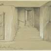 Drawing of stairs, Elphinstone Tower
