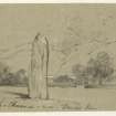 Drawing of standing stone at Acharra