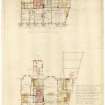Edinburgh, 13-14 Moray Place. First floor plan. Ground floor plan. Coloured drawing.