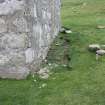 St Kilda, storehouse. Detail of foundation course, recently exposed, at east.