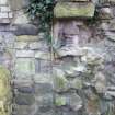 Detail of remnants of former tenement in Dunbar's Close Garden, 137 Canongate, Edinburgh.