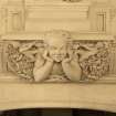 Hospitalfield House, 1st floor, picture gallery, detail of figure on fireplace