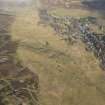 Oblique aerial view of Leadhills village and cultivation remains, looking NE.