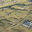 Oblique aerial view of Wanlockhead centred on the cemetery, looking NNE.