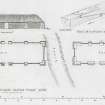 Site Plan (showing position of 2 barns and track between); East Elevation (showing wattle panels reconstructed); Wall Plate-Detail of scarf joint above piers