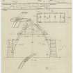 Corrimony Grange, Cruck barn. Record sheet with sketch plan, cruck section and details of timber joints.