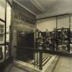 View of stairs entering shop from inside of entrance on South Bridge elevation to J and R Allan store, Edinburgh.